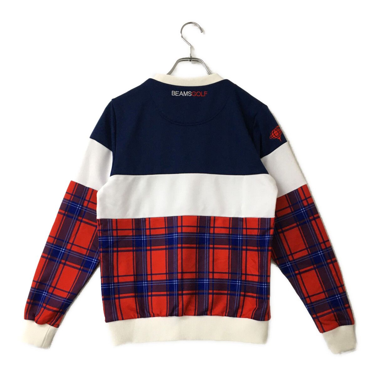 BEAMS - coco 中古 ビームスゴルフ BEAMSGOLF メンズ カットソー S 紺×赤×白 長袖クルーネックプルオーバー 裏微起毛 チェック 2418466164.jpg?1753604394