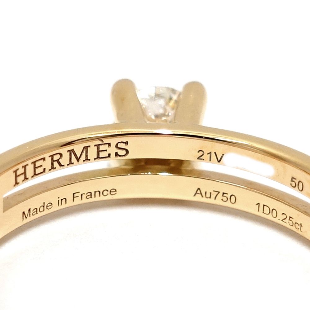 栄】エルメス K18PG アリアンヌ ダイヤモンド 0.25ct リング 指輪 一粒