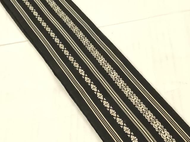 平和屋着物 男性 本場筑前博多織 角帯 献上 黒地 正絹 cm