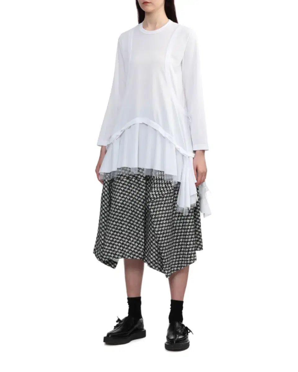 COMME des GARCONS コム デ ギャルソン ドレープ フリルディテール ドレス 長袖 L