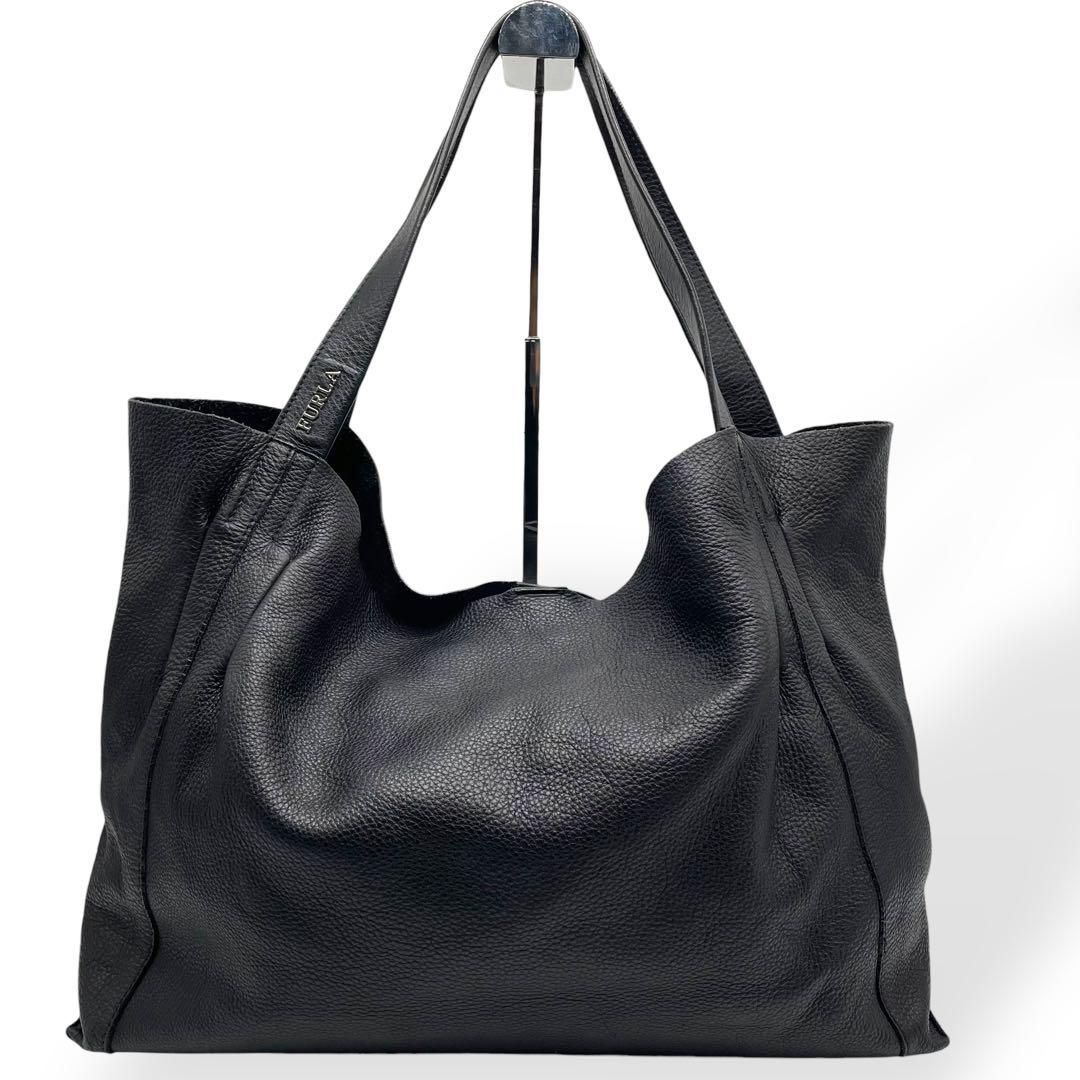【現行】フルラ ルーチェ トートバッグ レザー シボ革 A4 ブラック 現行】FURLA ルーチェ トートバッグ レザー シボ革 A4可