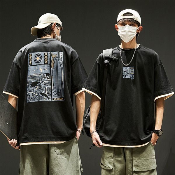 Tシャツ Tシャツ 無地 ベーシック メンズ 半袖 無地Tシャツ クルーネック 丸首 カジュアル ティーシャツ 体型カバー ミドル丈 大きいサイズ  vii2z731197