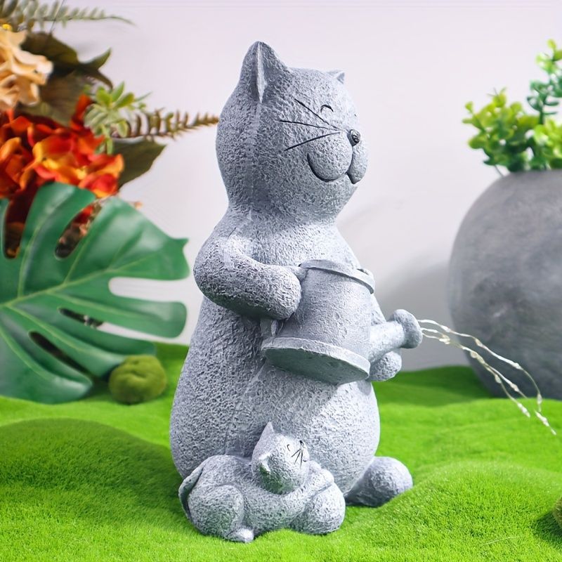 ソーラーライト ガーデンライト ガーデンオーナメント 水やりをしているネコ ねこ 猫 庭オブジェ 置物 癒しグッズ ガーデニング お庭 玄関ライト 園芸装飾 オシャレ ギフト プレゼント 樹脂 癒しグッズ XTENDINDONESIA_CO_ID