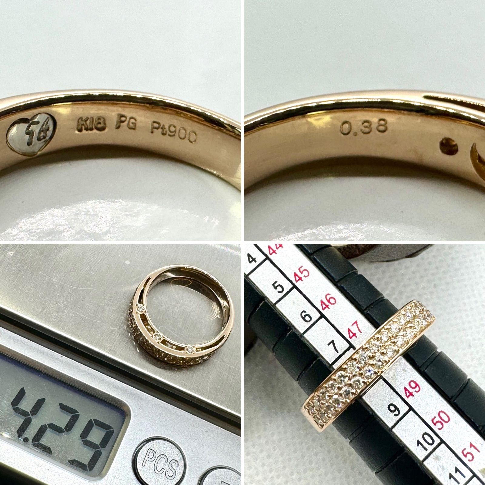 新品磨き済◇セイレーンアズーロ◇K18PG*ダイヤモンドパヴェリング