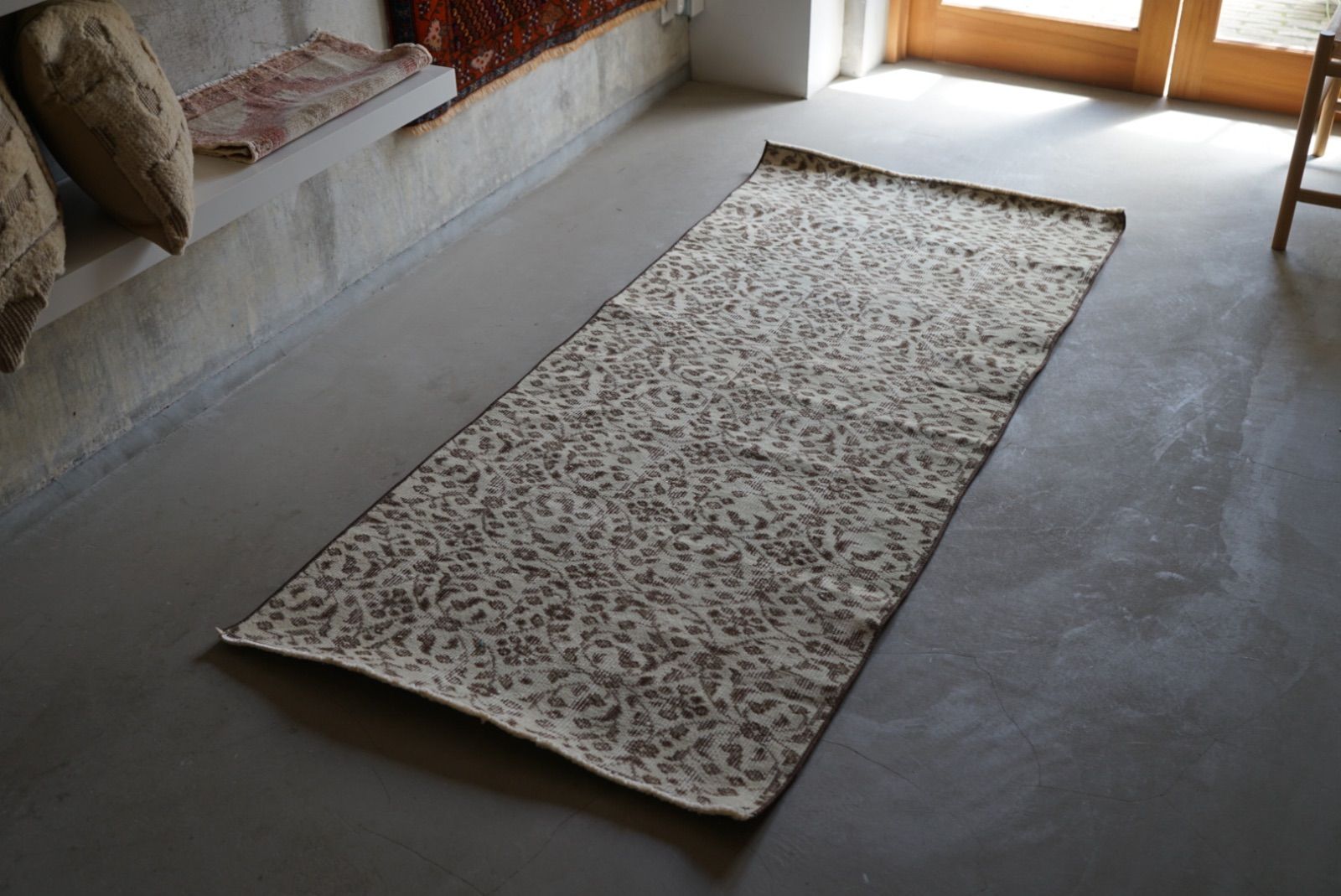 ヴィンテージラグ トルコ イスパルタ ブラウン ランナーラグ 1970年代