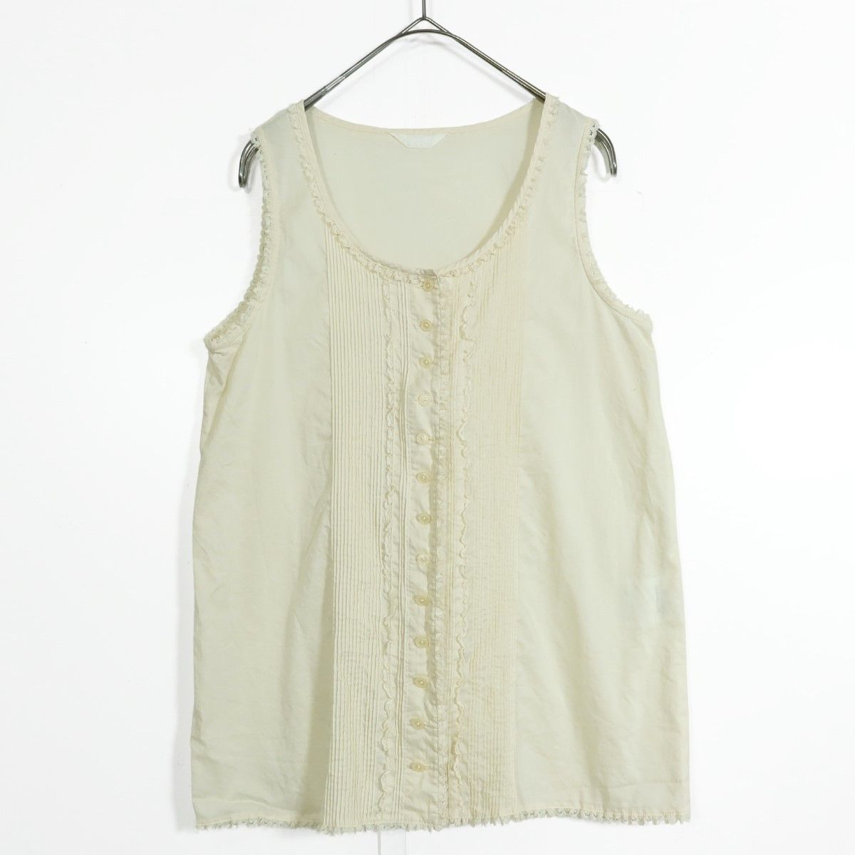 ピンクハウス☆ピンタック使いベスト ピコレースが可愛い♪ 綿ローン