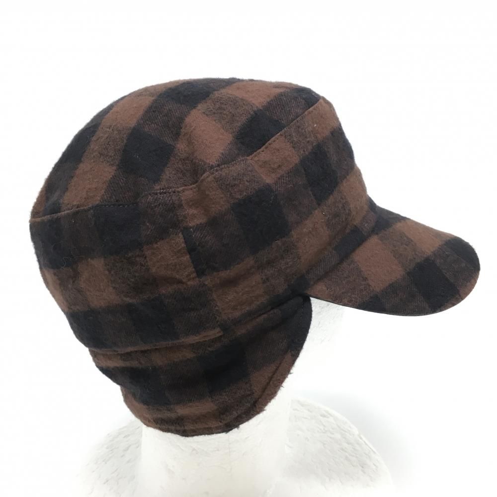 美品】アディダス ワークキャップ ブラウン×黒 チェック 表微起毛 一部 