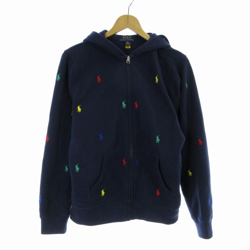 ポロ ラルフローレン POLO RALPH LAUREN 子供服 ジュニア ジップアップパーカー ロゴ 刺繍 長袖 L/G 160cm 紺 ネイビー /RO