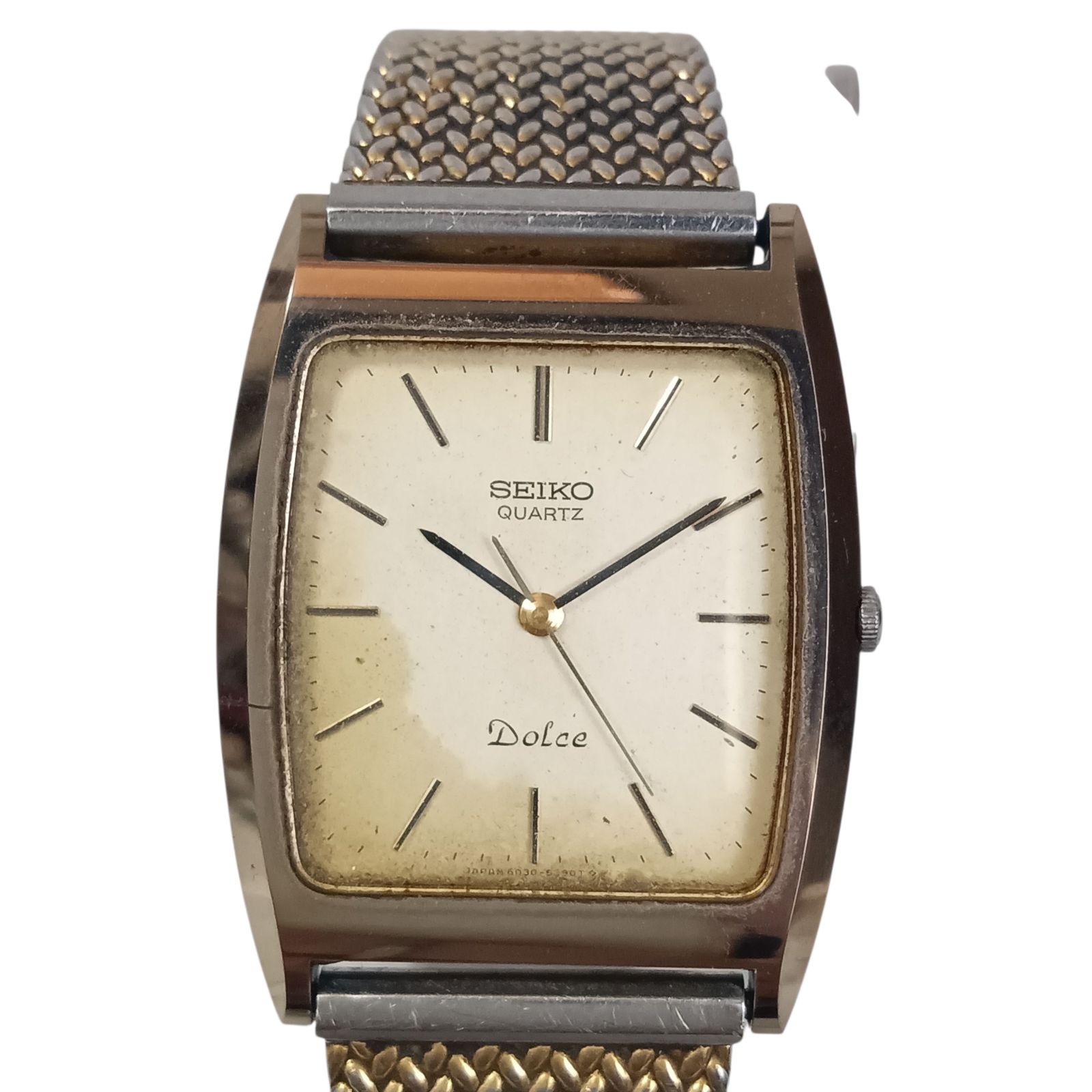 稼働 1026-2 SEIKO DOLCE セイコー ドルチェ 6030-5320 メンズ腕時計 クォーツ スクエア ゴールド色