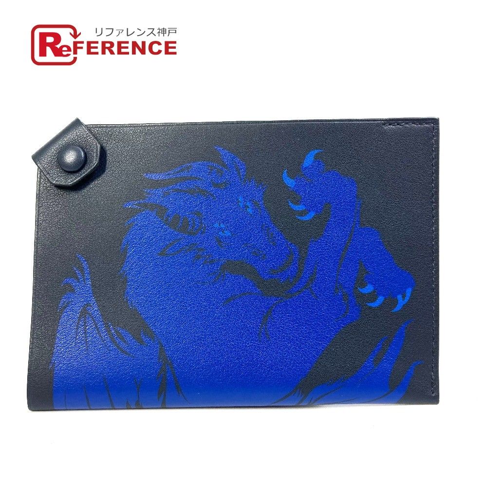 HERMES パスポートケース ドラゴンモチーフ ブラック　タルマック エルメス ターマックPM ドラゴン パスポートケース レザー D刻 ブルー