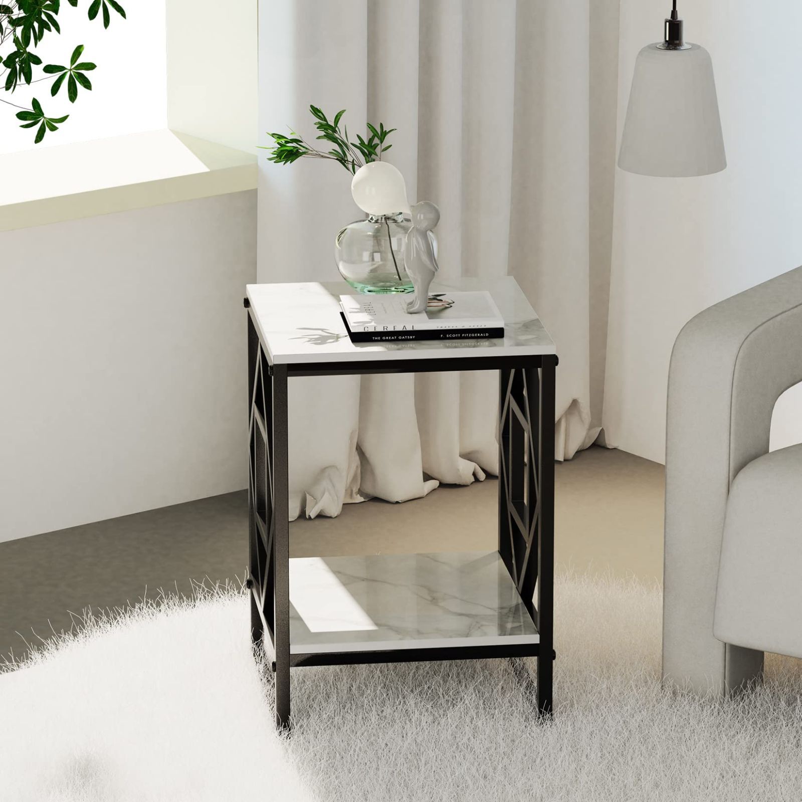 数量限定】四角 おしゃれ 白+黒 リビング モダン 正方形 飲み物 2段