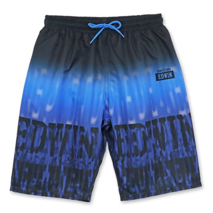 【グラデロゴ ブルー 7358903】 水着 男の子 男子 キッズ ジュニア サーフパンツ EDWIN エドウィン 140 150 160 170cm 小学生 中学生 高校生 おしゃれ インナー付き 海パン スイムパンツ