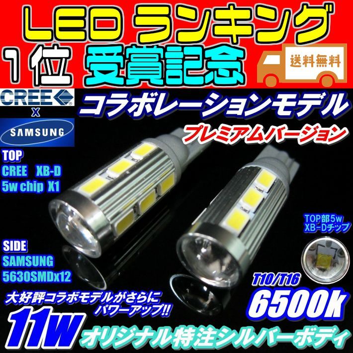 ブランド登録なし BJ系 レーザーリデア H10.12-H13.4 稲妻 LED T16 バックランプ 2個組 2000LM - ライト