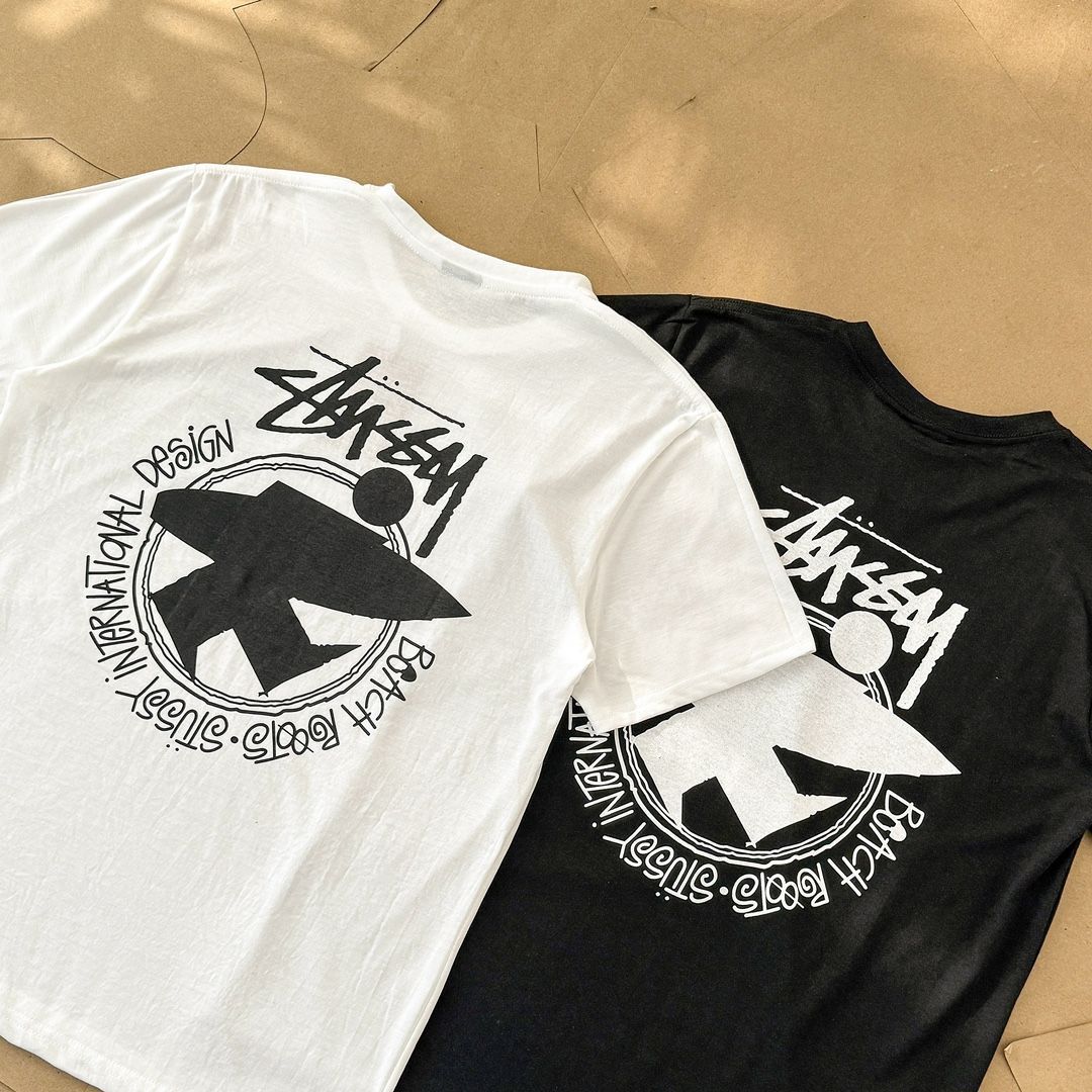 Stussy ラウンドプリントカジュアル半袖Tシャツ