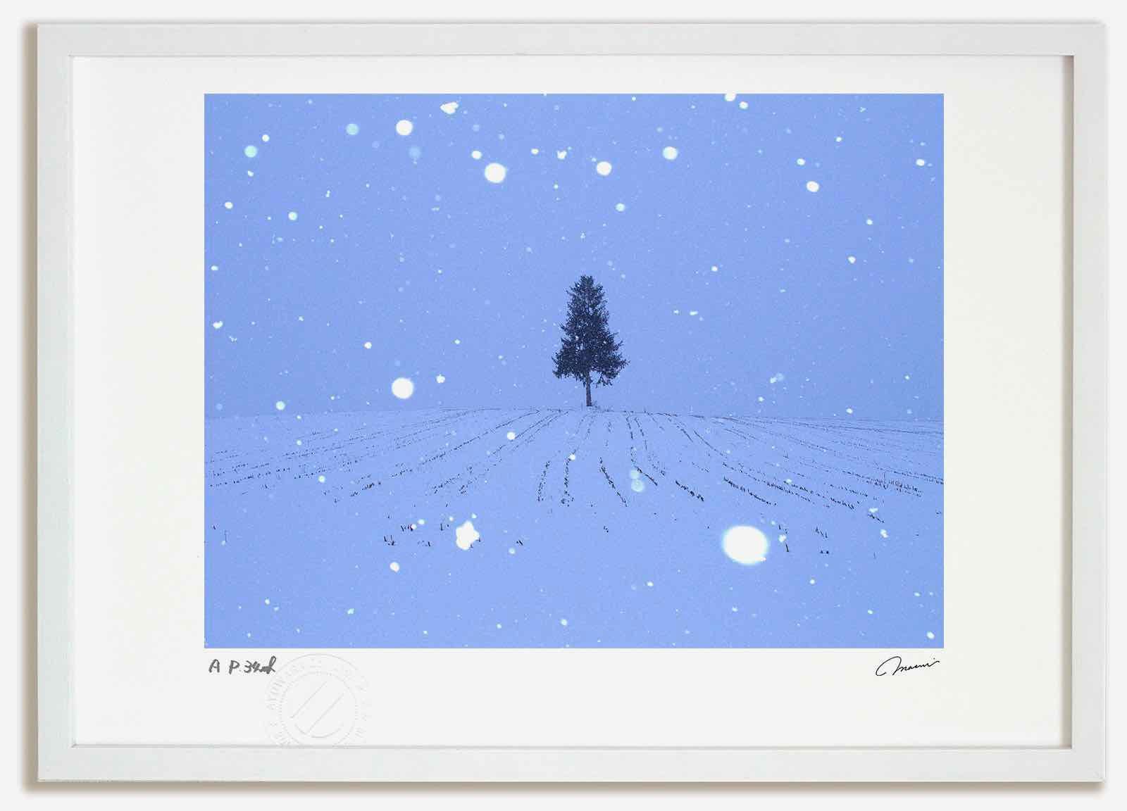 アートフォト 絵画 丘の雪 高橋真澄|インテリア 額入り 額装込 風景画 油絵 ポスター アート アートパネル リビング 玄関 プレゼント モダン アートフレーム 飾る Mサイズ おしゃれ 壁掛け 絵