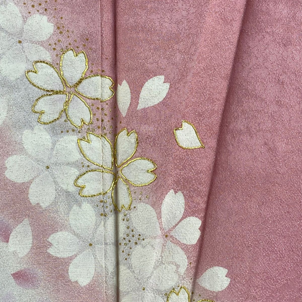 振袖 身丈165cm 裄丈66.5cm M 袷 桜 銀通し 金彩 ピンク 正絹 逸品  