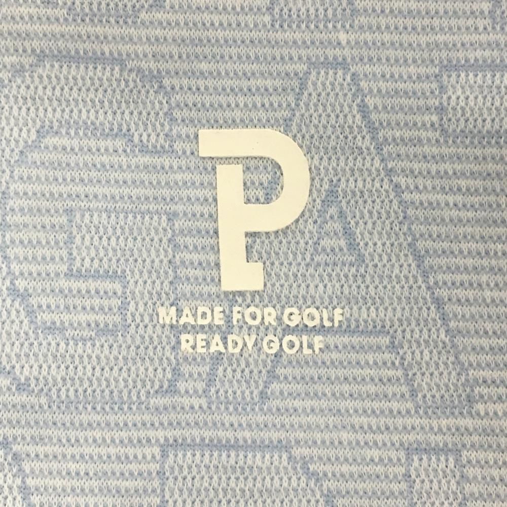 パーリーゲイツ ジップパーカー ライトブルー ロゴ総柄