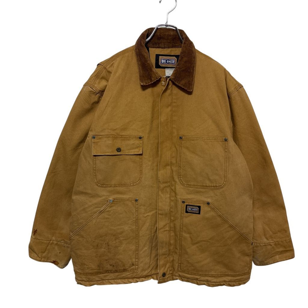 90s BIG SMITH カバーオール ブラック フェード ワークジャケットL BIG