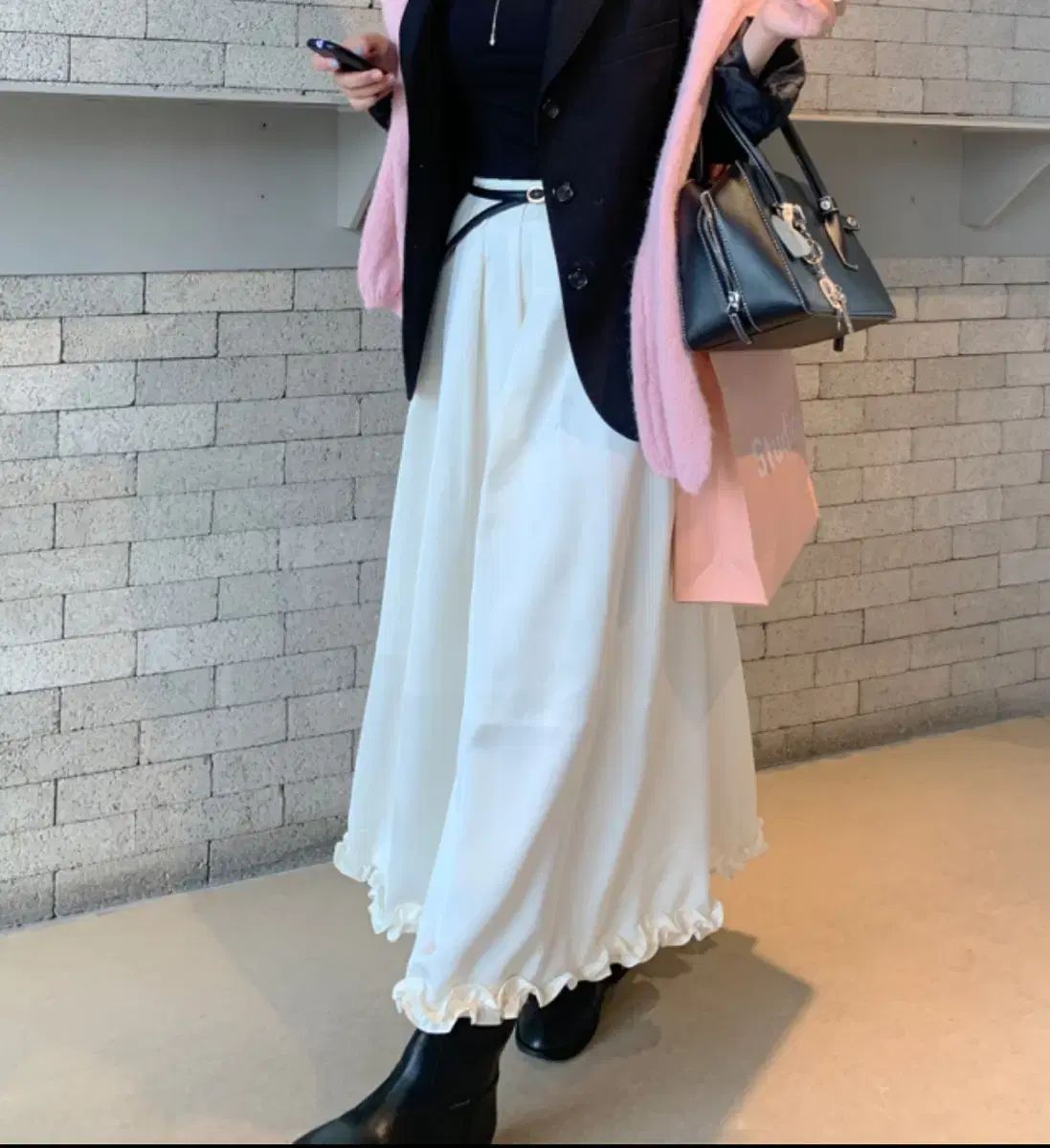 テヒャンクローゼット_クリーム ロング丈スカート