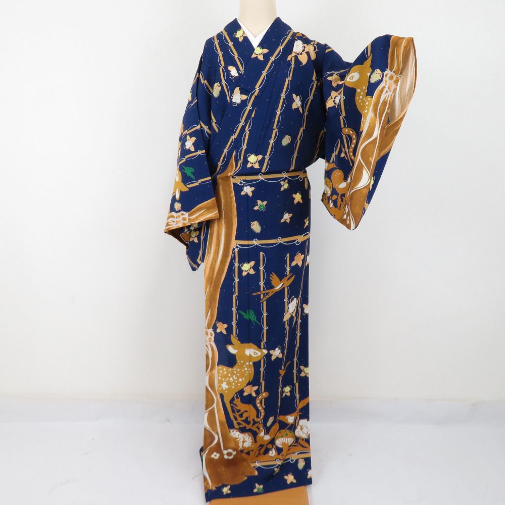 TSUMORI CHISATO ツモリチサト 夏着物 森のカーテン バンビ 紺色