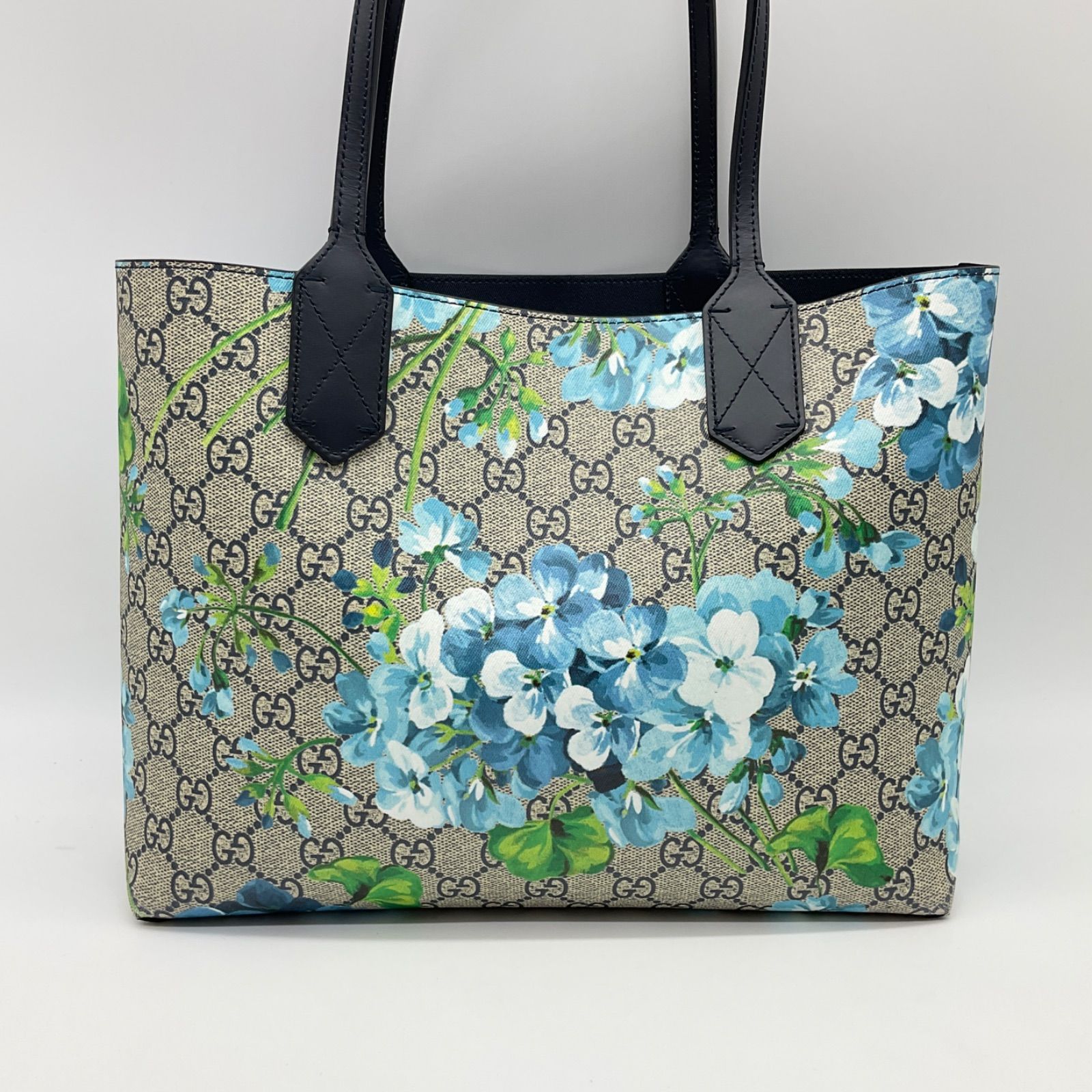 【美品】　グッチブルームストートバッグリバーシブル レザーPVC 美品】 グッチブルームストートバッグリバーシブル レザーPVC