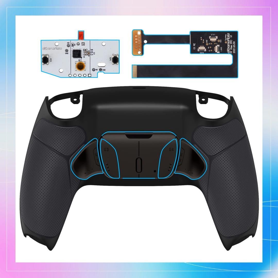 【在庫限り】 eXtremeRate ps5コントローラーBDM-010u0026BDM-020に対応用プログラムできる背面パドル金属バージョンRISE4リマップキット、ps5コントローラーに対応用アップグレードボードとラバーグ
