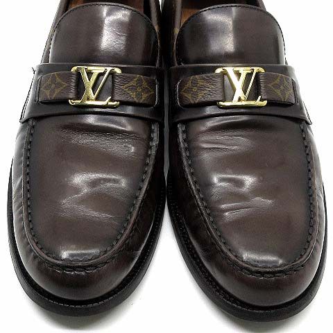 ルイヴィトン レザー ロングブーツ LV金具ロゴ ダークブラウン 美品