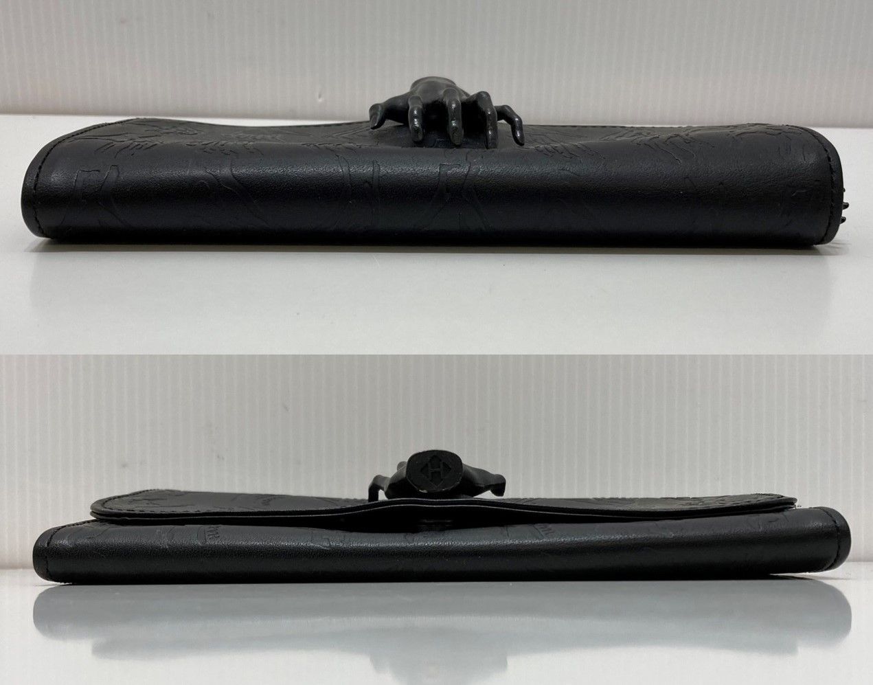 HAZAMA 惹きずり込まれる運命のレザーウォレット　長財布　ブラック×レッド HAZAMA 惹きずり込まれる運命のレザーウォレット ブラック