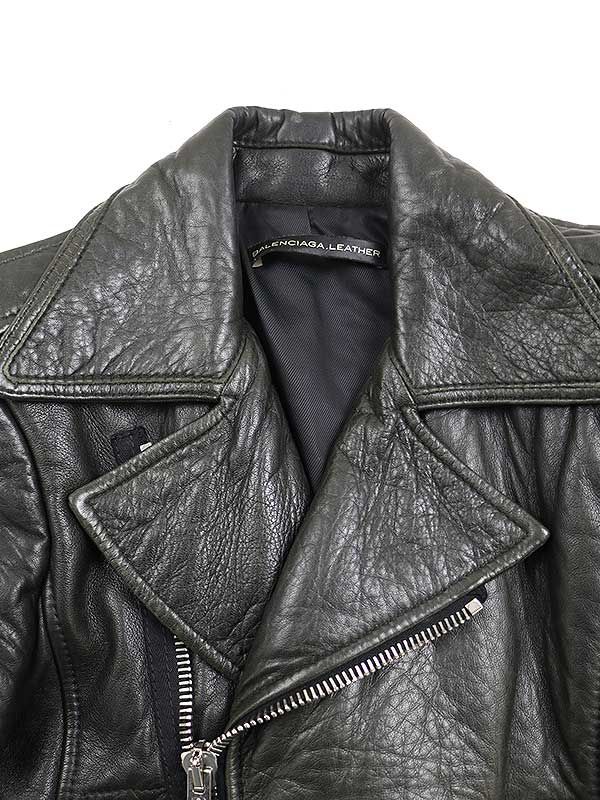 BALENCIAGA◇ダブルライダースジャケット/36/羊革/BRW/180174 TR974
