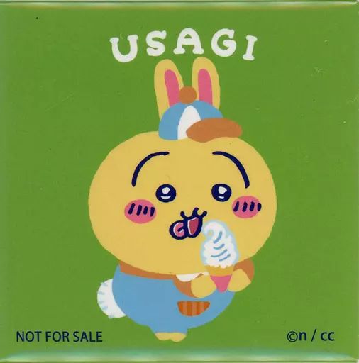 中古】バッジ・ピンズ うさぎ 販促スクエア缶バッジ 「ちいかわ