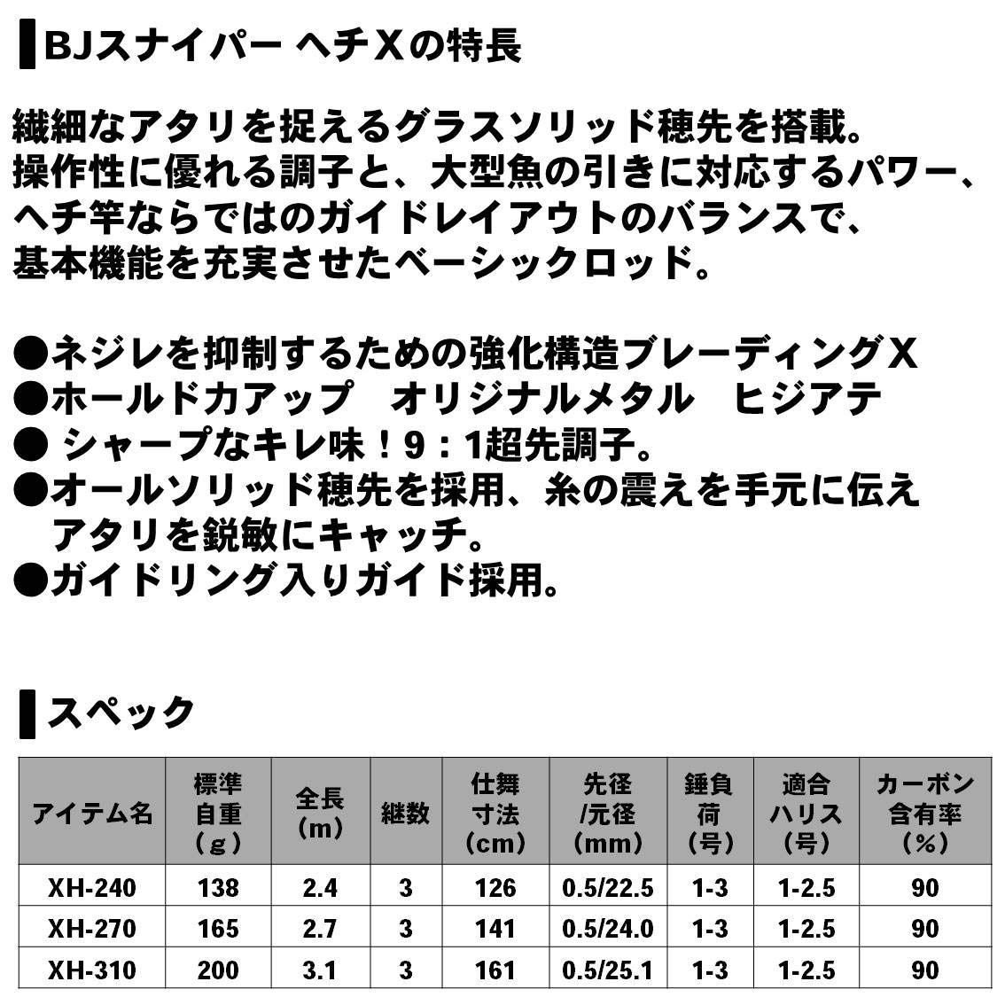 在庫処分】ヘチX BJスナイパー チヌ(クロダイ)ロッド 240/270/310