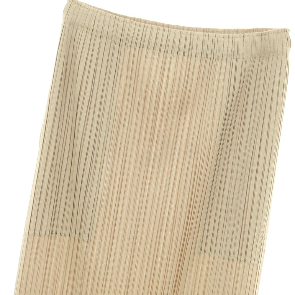 プリーツプリーズ PLEATS PLEASE 秋冬 プリーツ マキシ丈スカート ダークベージュ サイズ表記なし L位 レディース