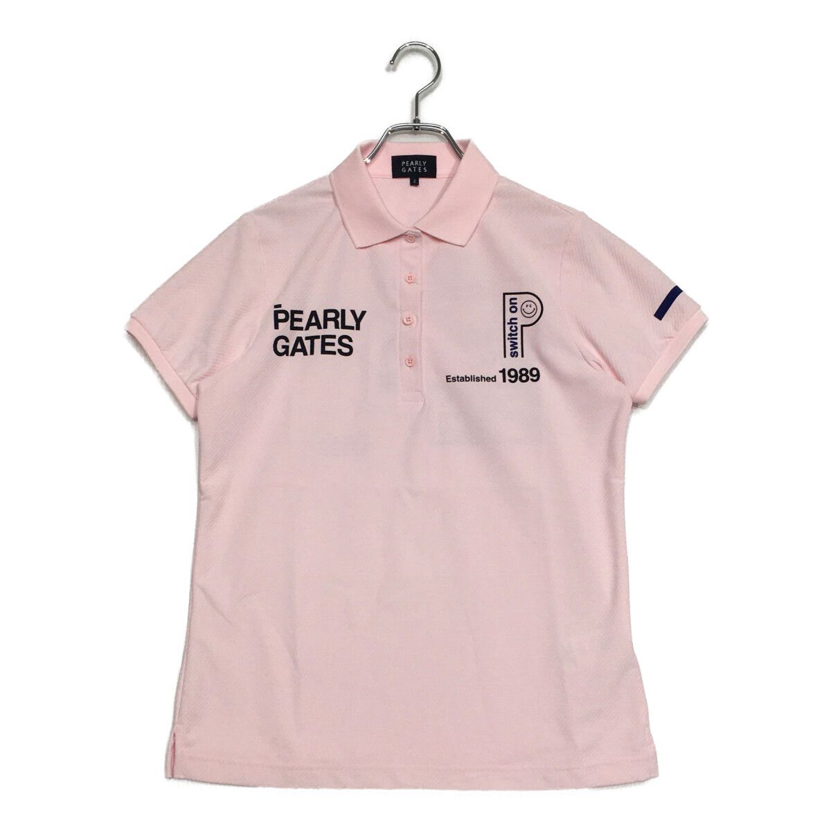 レディース パーリーゲイツ PEARLY GATES 半袖ポロシャツ 2 L ピンク 斜めストライプ