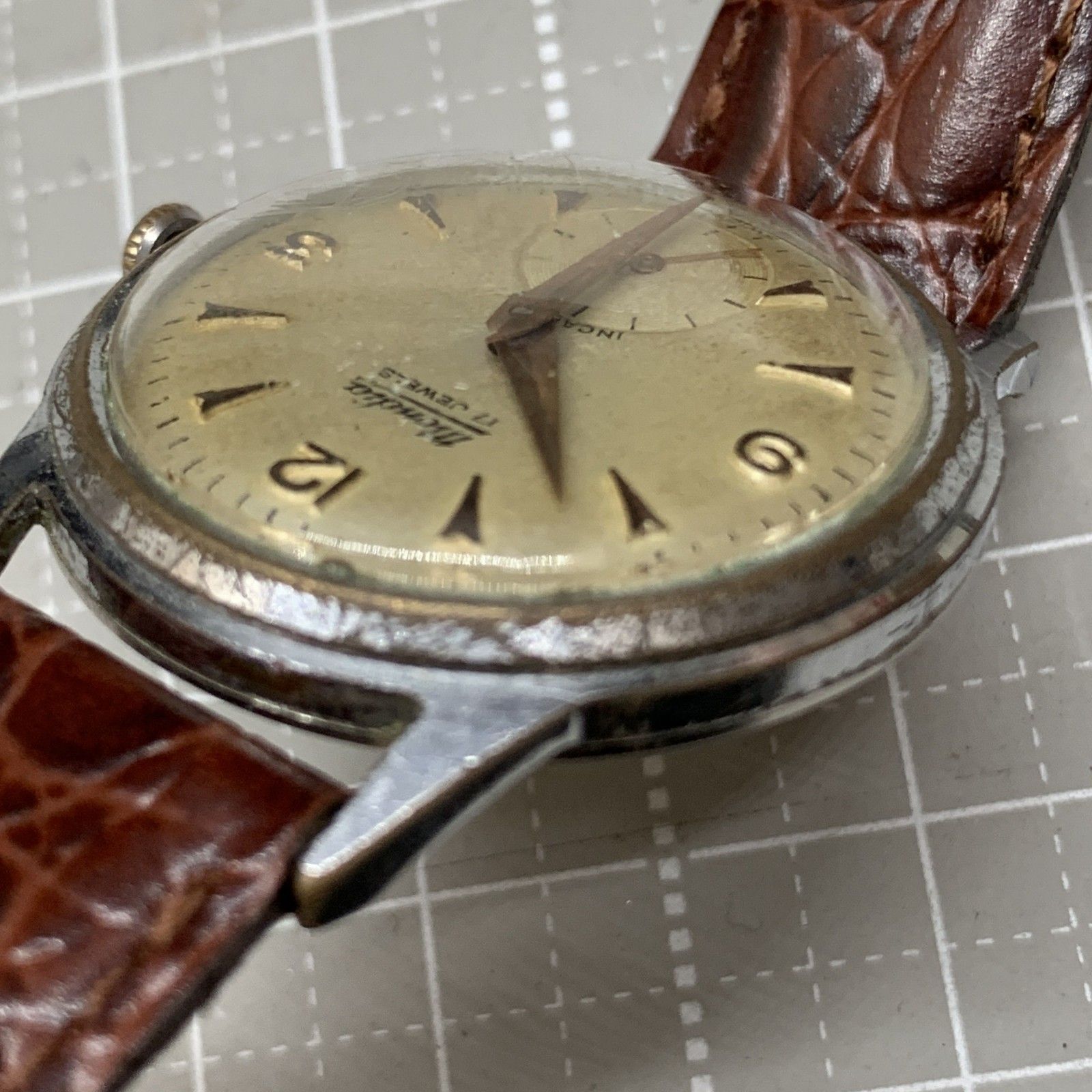 O328 可動 Mondia（モンディア）アンティーク 手巻き 腕時計17 JEWELS