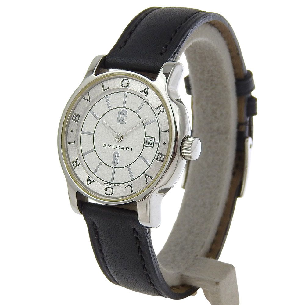 BVLGARI ブルガリ ソロテンポ ST29S ステンレススチール×レザー クオーツ アナログ表示 レディース ホワイト文字盤 腕時計