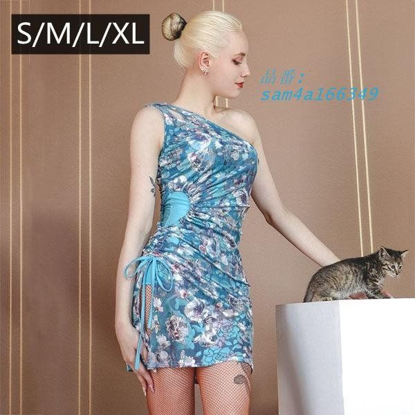 社交ダンス ドレス ダンスウェア チャチャチャ ルンバ サンバ 肩出し パンツ付き パッド付き ワンショルダー 練習着 ワンピース 花柄 am4a166349