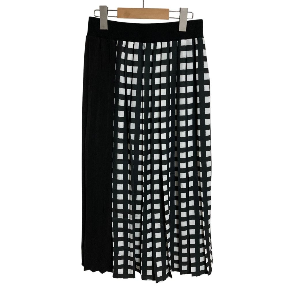 FRED PERRY フレッドペリー Panelled Skirt チェック柄 ロング プリーツスカート F8688 サイズ10 ブラック レディース 古着