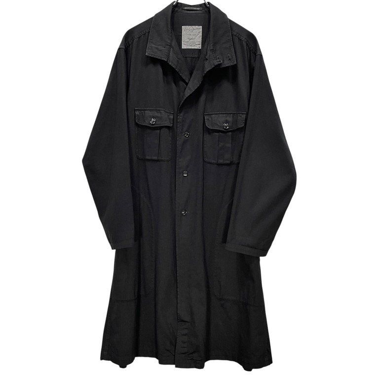 Yohji Yamamoto Pour Homme 17AW コットンヘリンボーン製品染めスタンド ロングコート 定価82 080円 ジャケット