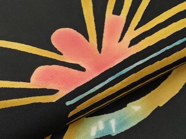 平和屋本店□希少 型絵染の人間国宝 稲垣稔次郎 塩瀬 九寸名古屋帯 若  