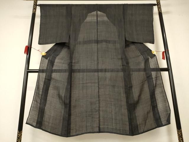 平和屋着物*夏物 男性 石川県指定無形文化財 能登上布 本麻手織上布 縞 麻 AABC1815jd