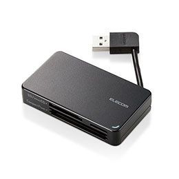 5個セット エレコム USB2.0対応メモリカードリーダー|ケーブル収納型タイプ MR-K304BKX5