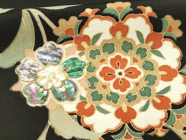 平和屋着物□豪華黒留袖 作家物 螺鈿 鳳凰花文 金彩 正絹 逸品