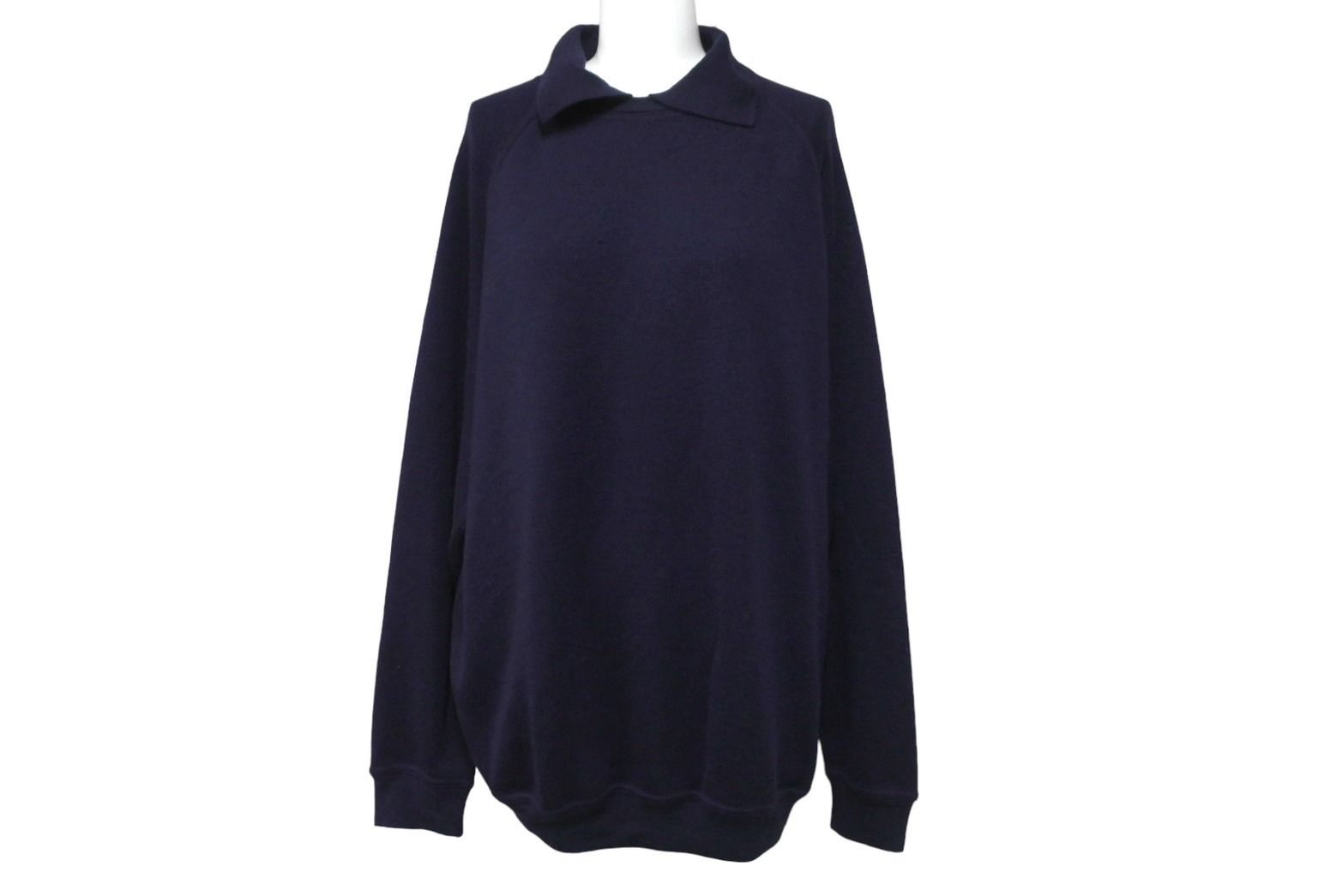 Loro Piana ロロピアーナ ポロセーター ニット 長袖 カシミヤ シルク ネイビー グレー サイズ52 美品 中古 37414
