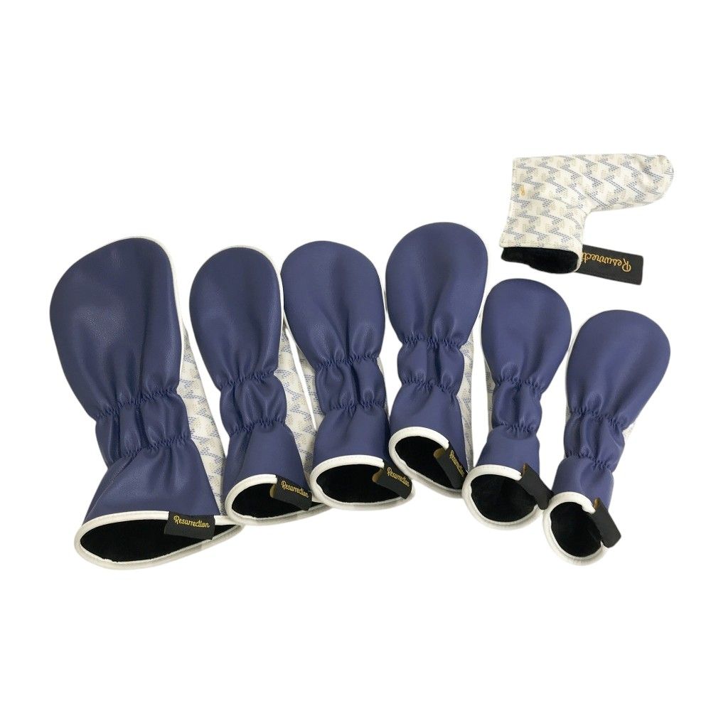 レザレクション ヘッドカバー 7点セット 総柄 ホワイト系 DR FW 3 UT 2 PT ゴルフウェア ストスト