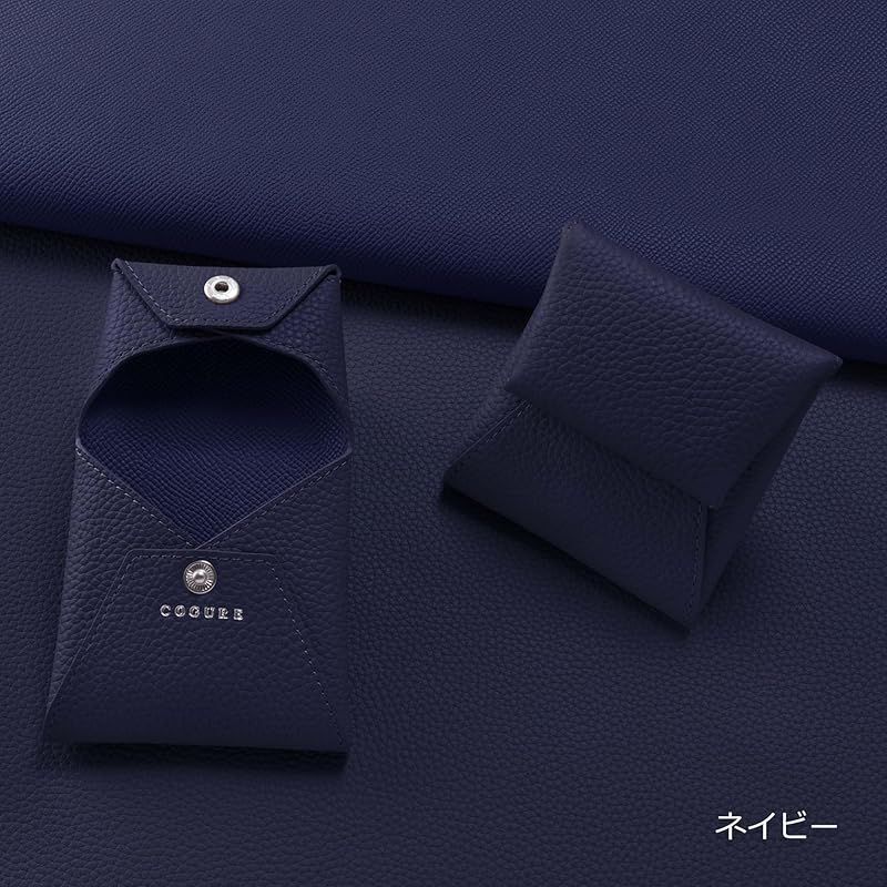 COGURE コグレ コインケース 小銭入れ 本革 シュリンクカーフレザー 二つ折り 男女兼用 ギフトボックス付き COPECP ネイビー