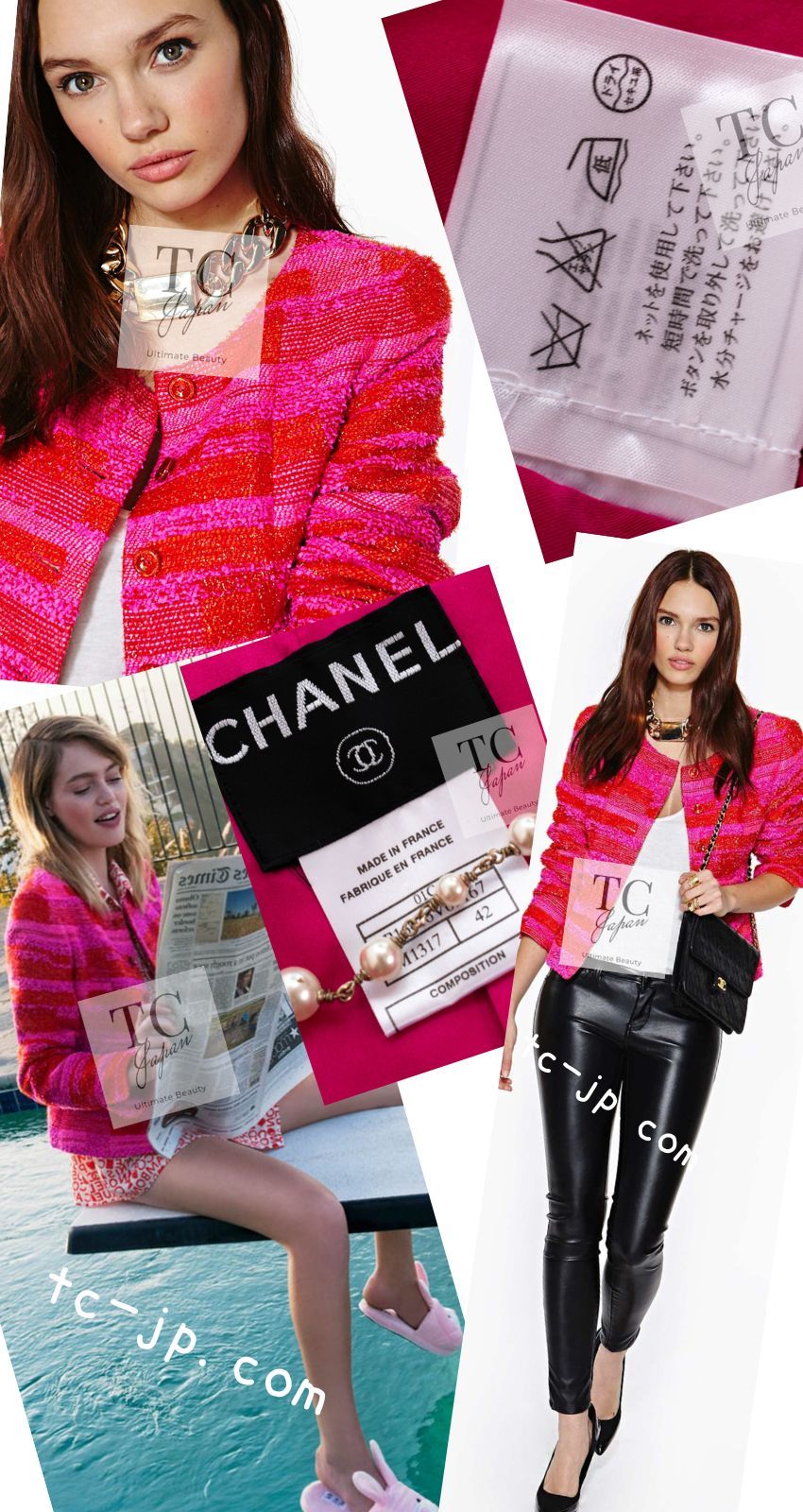 93万 シャネル ジャケット CHANEL コーラル ホット ピンク オレンジ ボーダー ツイード キャンディー 超美品 36 42 - メルカリ