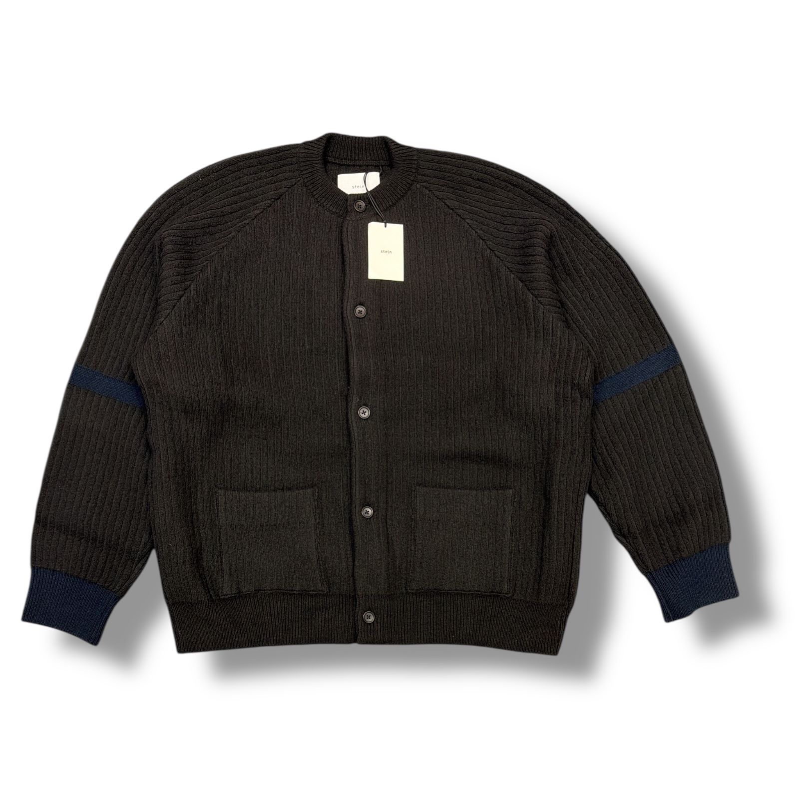 参考上代50600円 ♥品 stein THICK WALE RIB CREW NECK CARDIGAN クルーネックカーディガン ニット セーター シュタイン ST.457 ダークチャコール