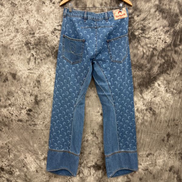 MARINE SERRE JEANS IN DENIM デニム ジーンズ Moon Laser Denim Curved Jeans • Marine Serre