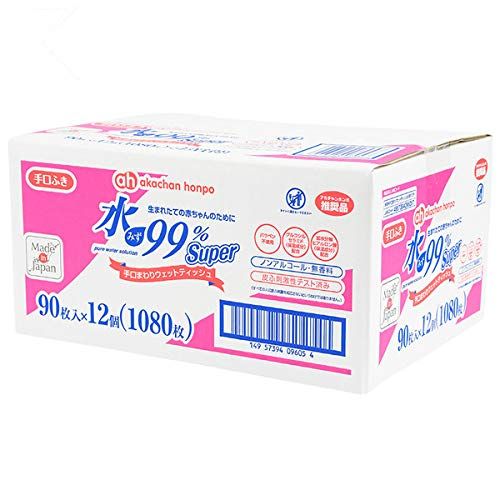 アカチャンホンポ 赤ちゃん本舗 水99% Super 手口ウェット 90枚×12個 90枚 x 12