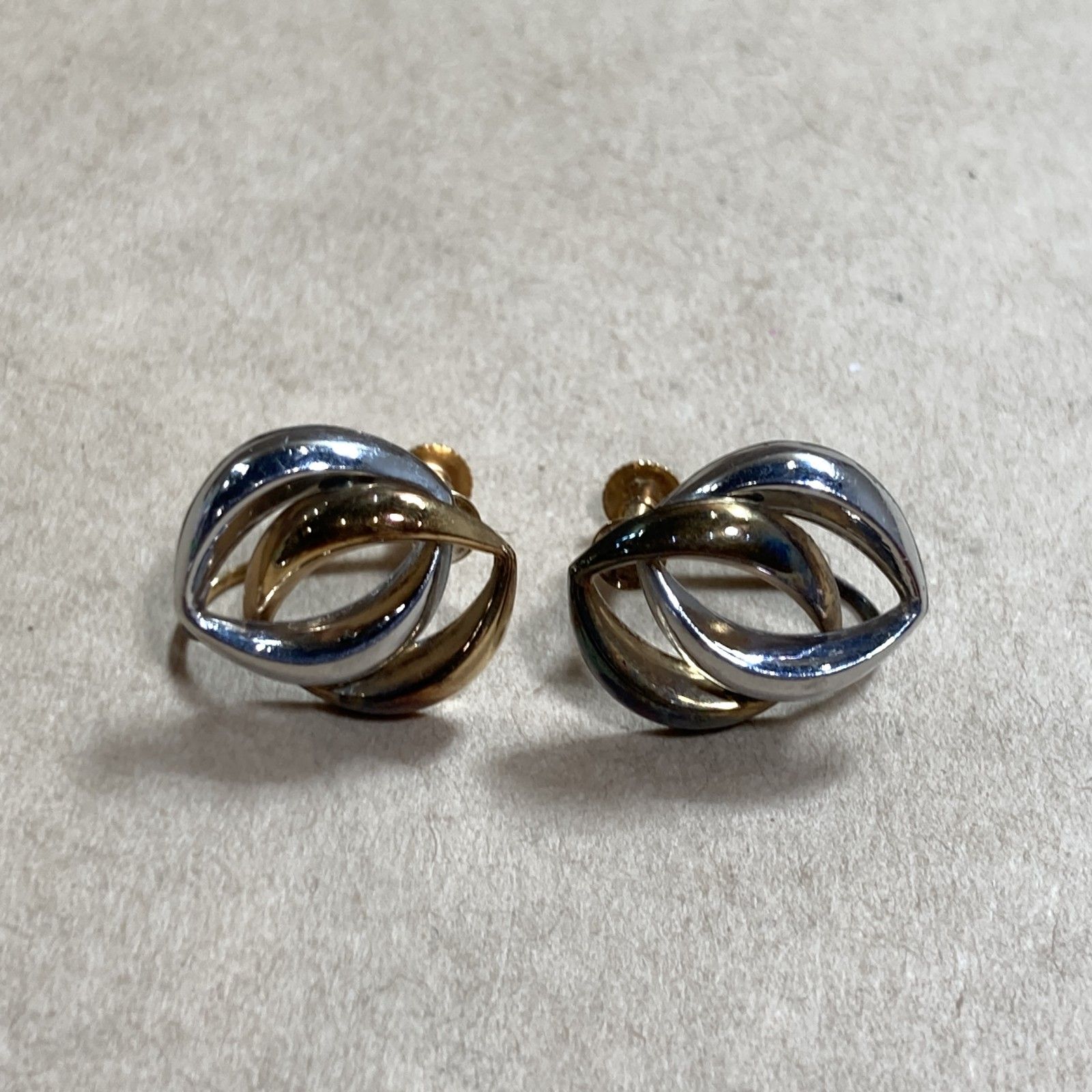K18 Pt900 刻印 コンビ イヤリング 18金 プラチナ 極美品 イヤリング 